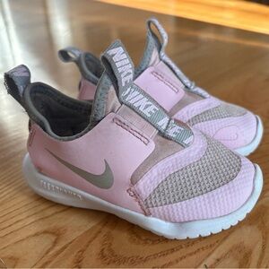 Nike Flex Runner sneakers shoes Pink White Silver Tdlr Slip On Shoes Size 6 6C